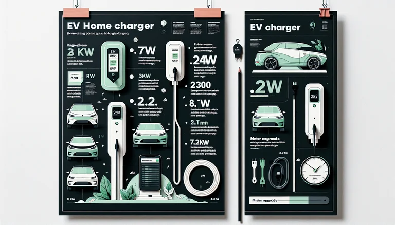 7kW vs 22kW EV home charger comparison infographic showing price, speed and wiring requirements
