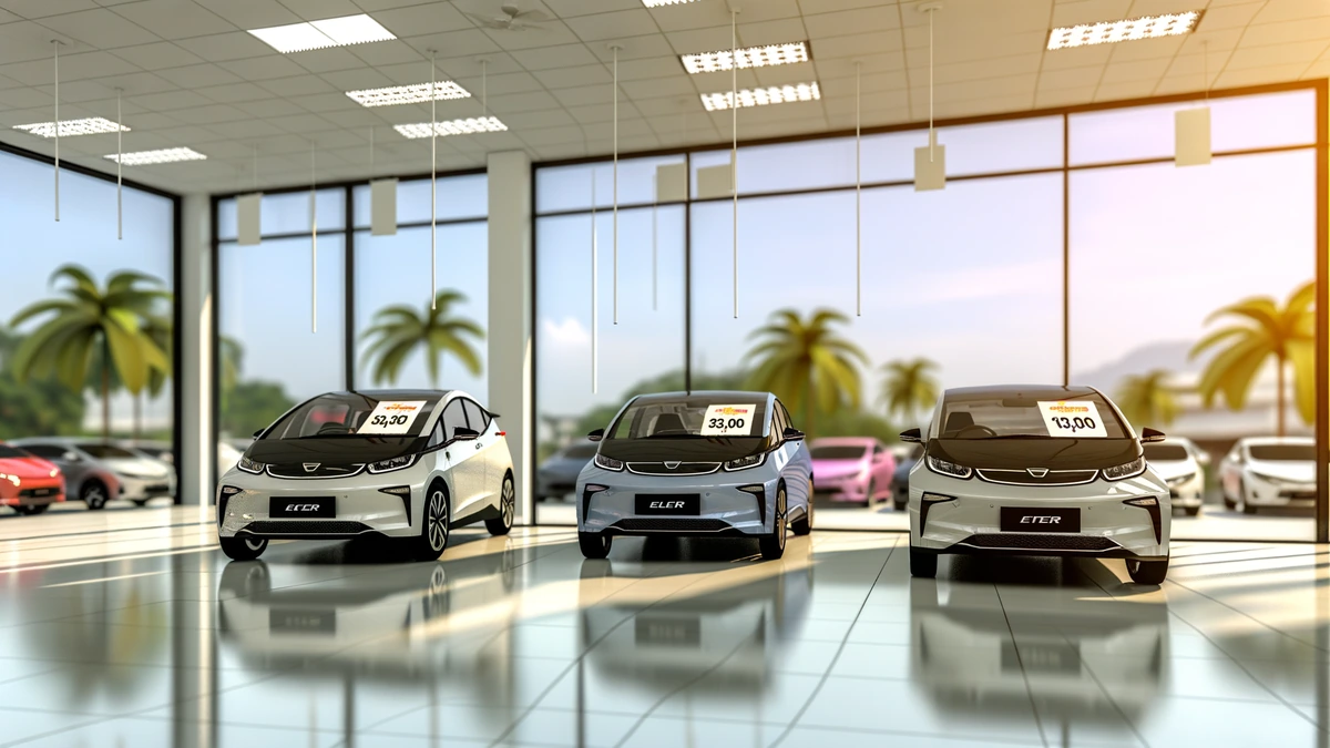 Affordable electric cars under RM150,000 displayed in Malaysian showroom