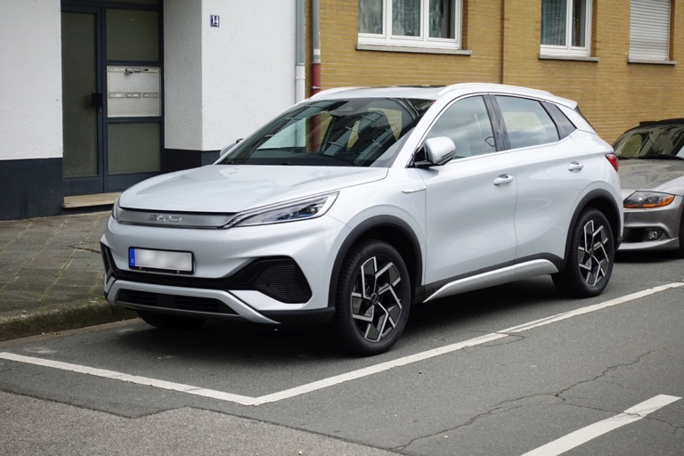 BYD Atto 3 front-left view white exterior Malaysia competitor