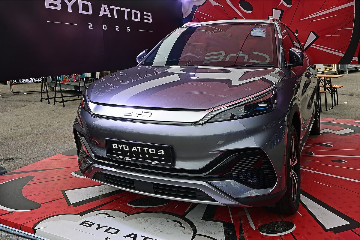 BYD Atto 3 parked in shaded area at GastroBeats Singapore — shade parking helps preserve EV battery health