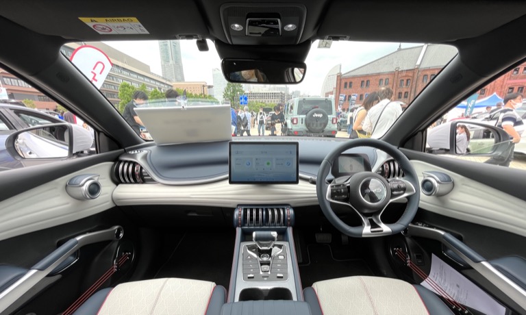 BYD Atto 3 interior dashboard with rotating 12.8-inch touchscreen