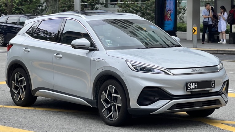 BYD Atto 3 on the road in Singapore