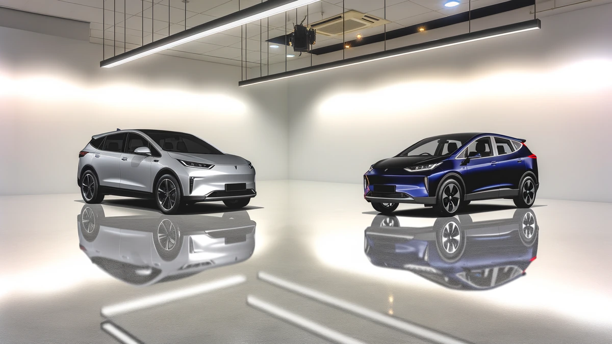 BYD Atto 3 vs Chery Omoda E5 comparison in dealership showroom