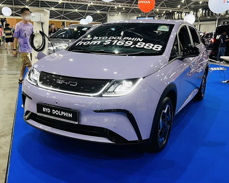BYD Dolphin front exterior view Singapore showcar 2023