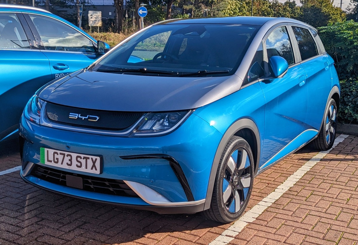 BYD Dolphin side profile showing sleek hatchback design