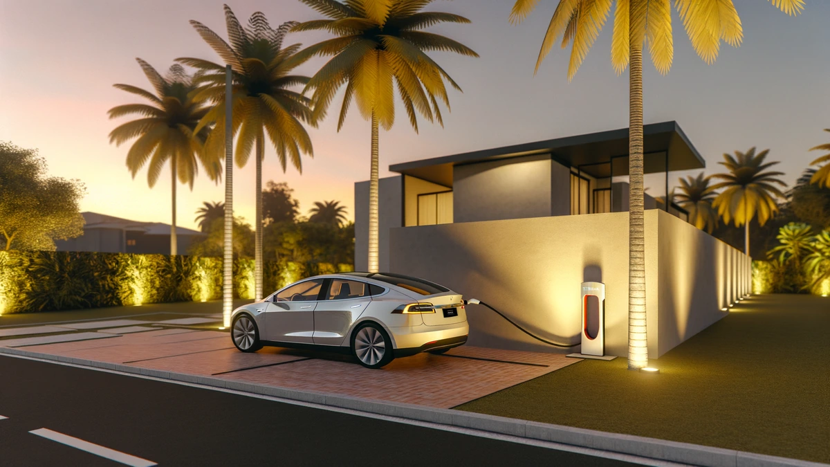 Modern EV charging at Malaysian home with wall-mounted charger