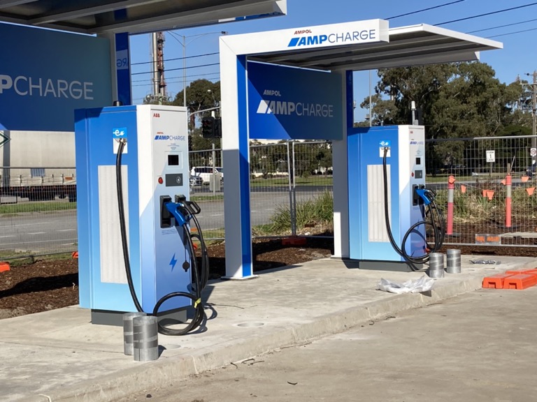 DC fast charging station with CCS2 connector for electric vehicles