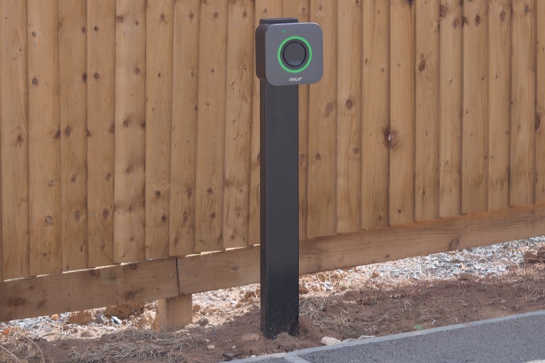 Deta.e branded EV charger wallbox installed at residential property