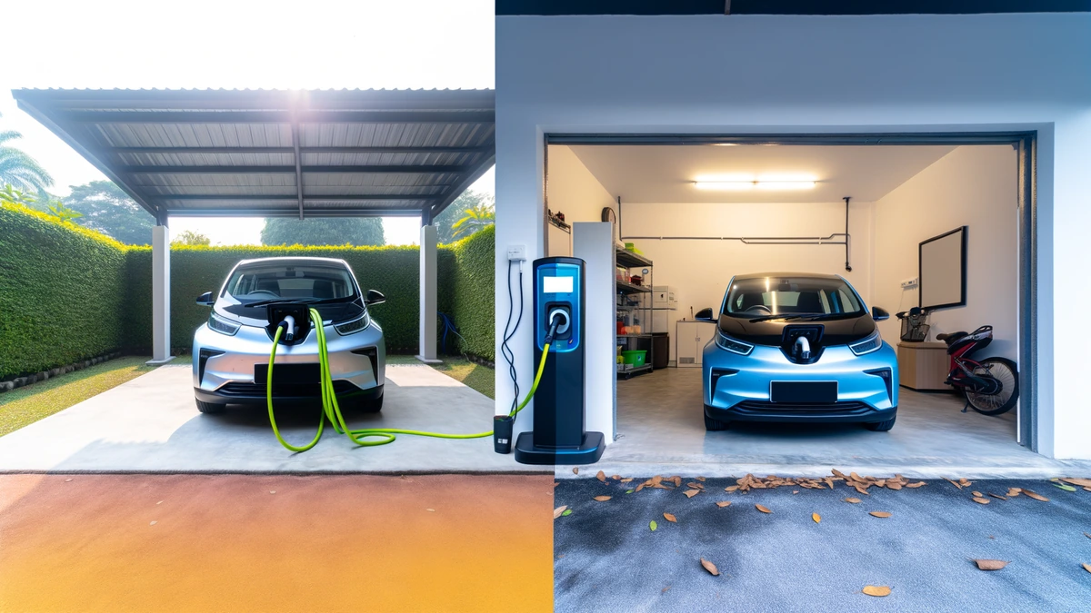AC vs DC EV charging comparison - fast DC charger and home AC charger side by side
