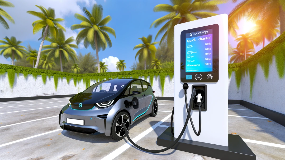 EV charging station with pricing display showing cost of charging an electric car