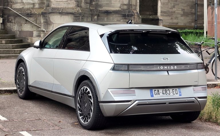 Hyundai Ioniq 5 rear view showing distinctive parametric pixel tail lights
