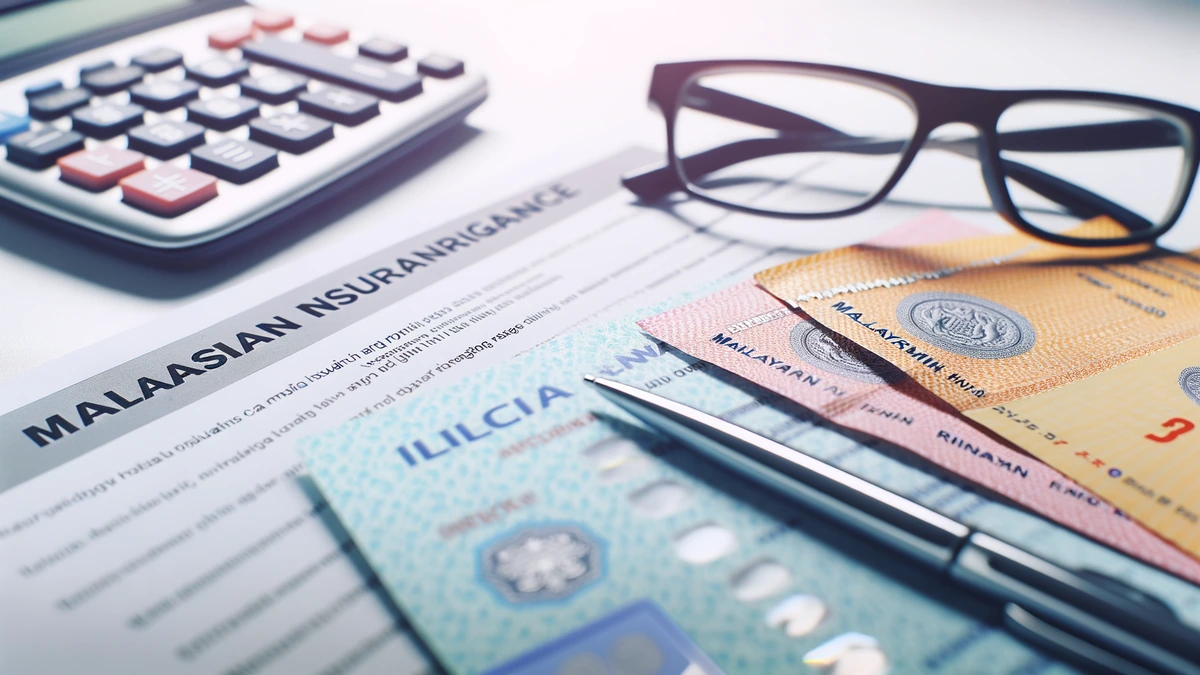 Malaysian car insurance documents and calculator showing EV insurance costs and pricing breakdown