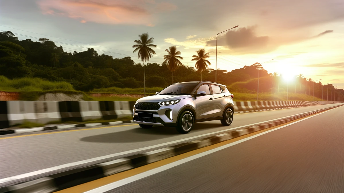 Proton eMas 5 electric SUV on Malaysian road during real-world testing