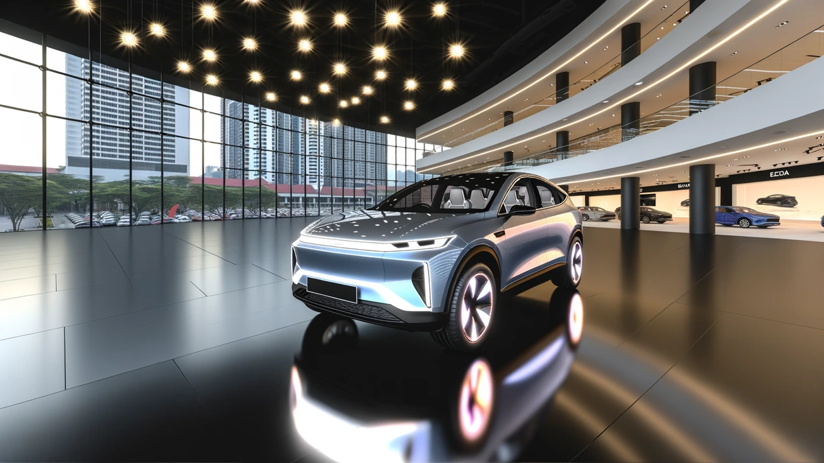 Proton eMas 7 electric car in showroom - Malaysia EV review 2026