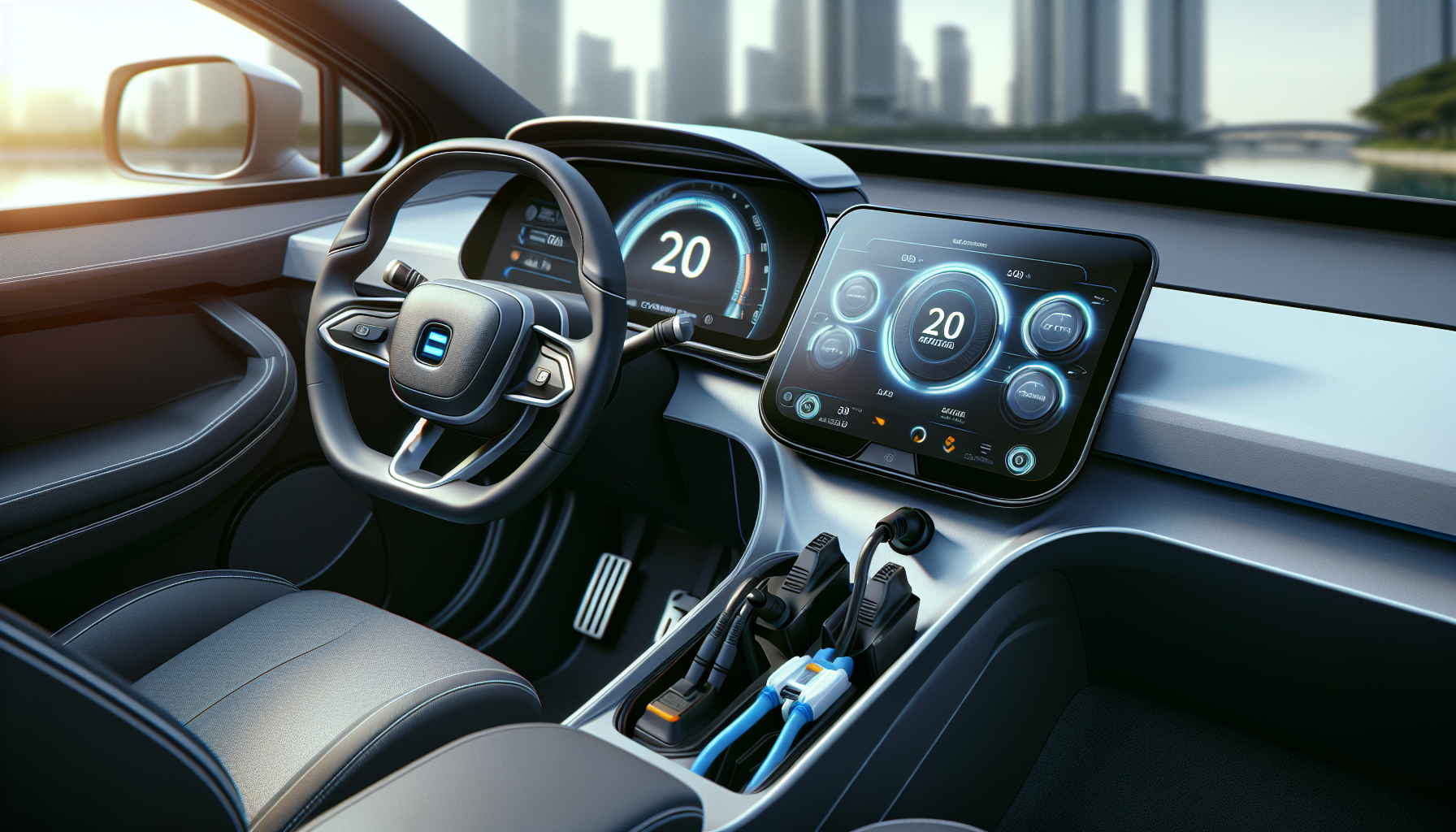 Proton eMas 7 CCS2 charging port at public DC fast charger Malaysia