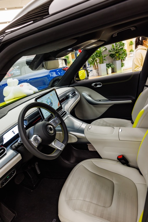 Smart #1 interior showing 12.8-inch touchscreen and dashboard layout