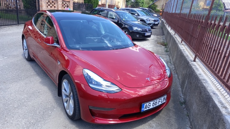 Tesla Model 3 front view — Tesla battery replacement costs are among the highest but declining year on year