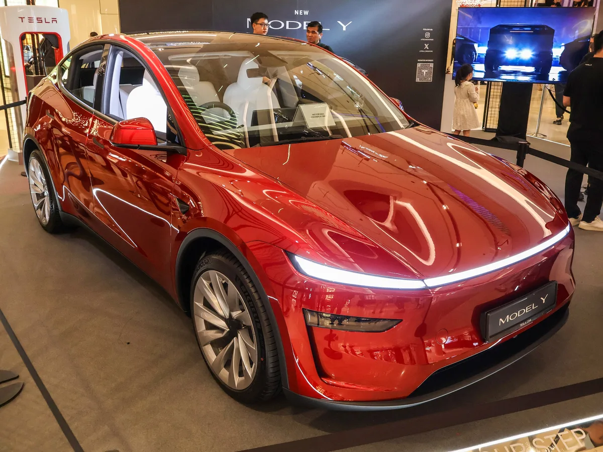 Tesla Model Y 2025 refreshed design front view showcar ION Orchard Singapore