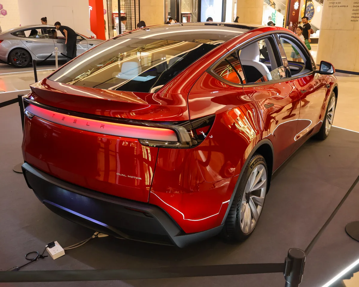 Tesla Model Y 2025 rear view new taillight design Singapore showcar