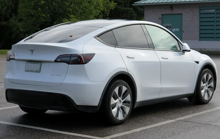 2025 Tesla Model Y rear three-quarter view showing boot space Singapore showcar