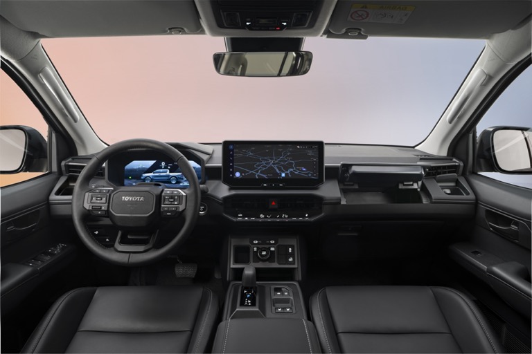 Toyota Hilux BEV interior detail showing premium cabin features and technology