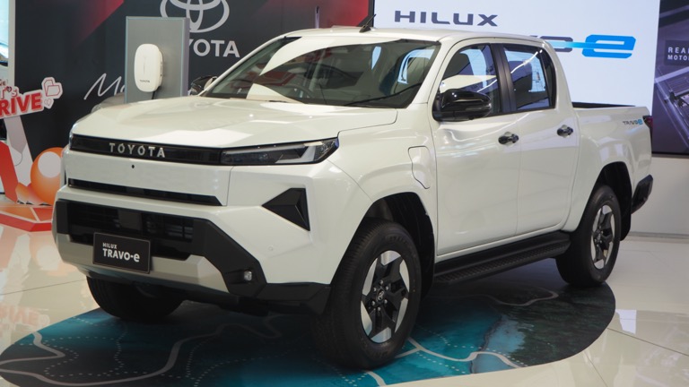 Toyota Hilux BEV Travo-e front three-quarter view at Thailand auto show 2025