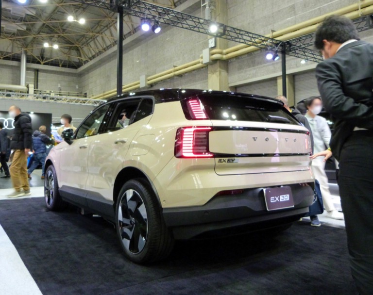 Volvo EX30 rear three-quarter view at Japan Mobility Show Kansai 2025