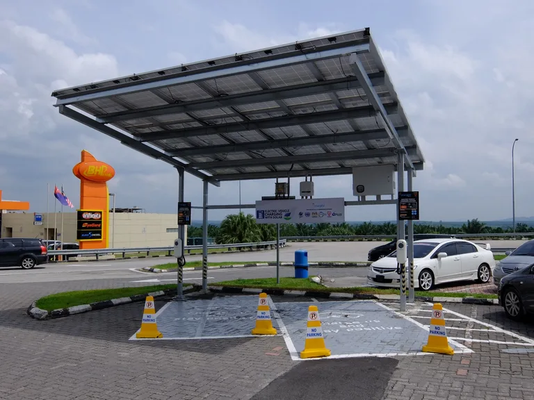 EV charging station at Pagoh Rest Area on Malaysia's North-South Expressway