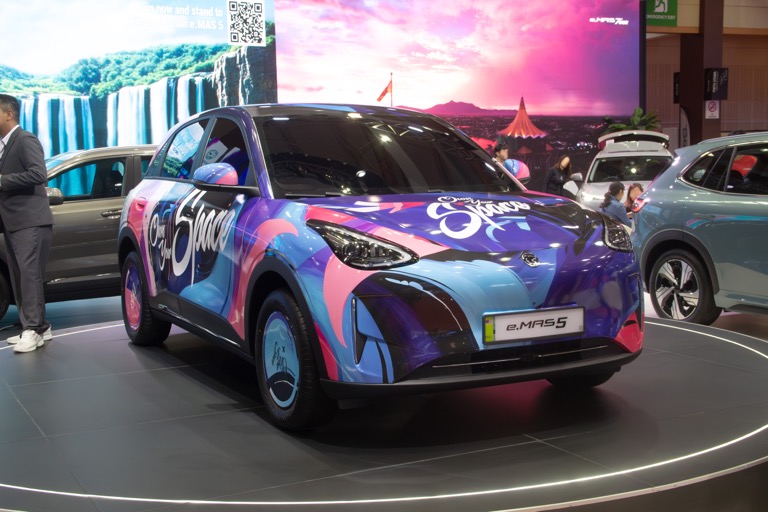 Proton eMAS 5 prototype front view at Malaysia Autoshow 2025
